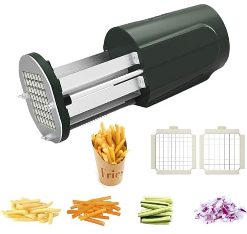 Troqullium Coupe-Frites électrique, Coupe-Frites Professionnel, Coupe-légumes, Machine à Frites électrique, trancheuse à Pommes de Terre Domestique, Lames de 1/2 et 3/8 Pouces