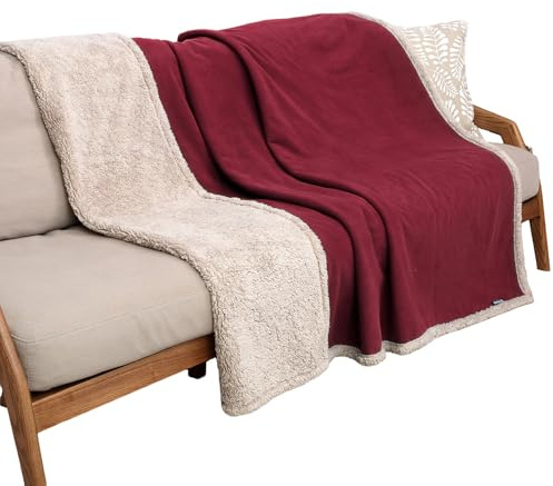 Pawsee Wasserdicht Hundedecke Katzendecken Waschbar, wasserdichte Decke für Große Hunde Sofaschutz Couch Überwurf, Flauschig Wasserdicht Liebesdecke für Schutzdecke Tagesdecke, L 203 x 152cm Wein