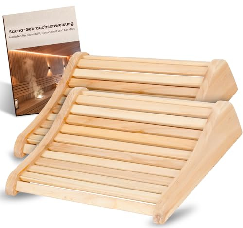 Ryuhic 2 Stück Sauna Kopfstütze Holz [100% Naturholz] | Sauna Zubehör - Ergonomische Nackenstütze mit Luftzirkulation & rutschfester Basis - Für alle Saunatypen
