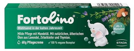 Fortolino Creme für empfindliche Baby- und Kinderhaut, mit Mandelöl, 60g | 100% Vegan, Frei von Silikonen & Farbstoffen, Dermatologisch getestet, Ab 3 Monaten, Mit Lavendel & Mandelöl