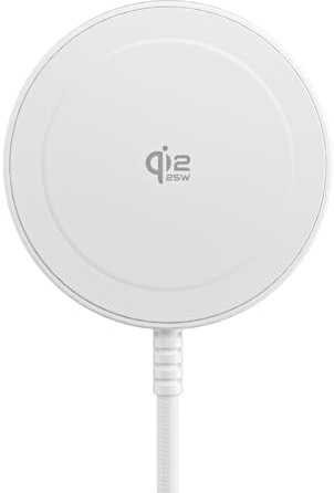 Magnetic Wireless Charger, 25W 5ft Qi2 Fast Charging Pad Compatible With MagSafe for iPhone Air/17/16/15/14/13/12, AirPods 4/3/2/Pro, Galaxy S & Google Pixel 10 Series (No Adapter)-MatteWhite