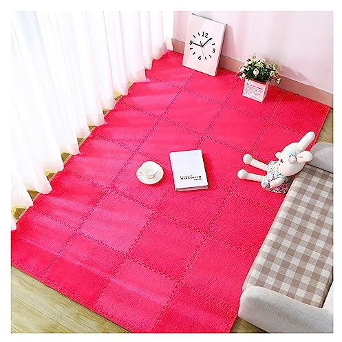 Playmat Lot de 10 Dalles Moquette emboîtables Multicolores 30,5 x, cm,Carrés de Mousse pour Tapis(Rose Red)