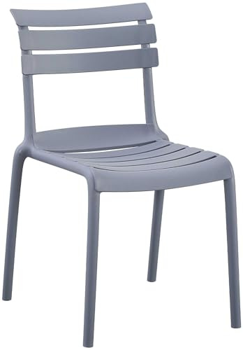 CLP Gartenstuhl stapelbar Kebren, Stapelstuhl Kunststoff wetterfest UV-beständig, Outdoorstuhl ohne Armlehnen, bis 150 kg belastbar, Farbe:grau