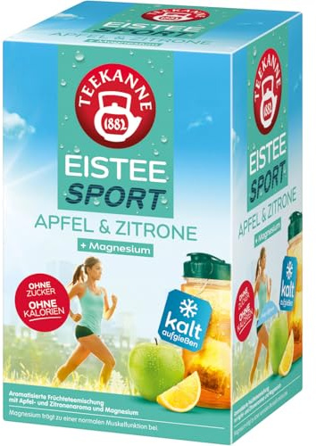 Teekanne Eistee Sport Apfel Zitrone Früchtetee | 18 Teebeutel kalt aufgießen | ohne Zucker | 45 g