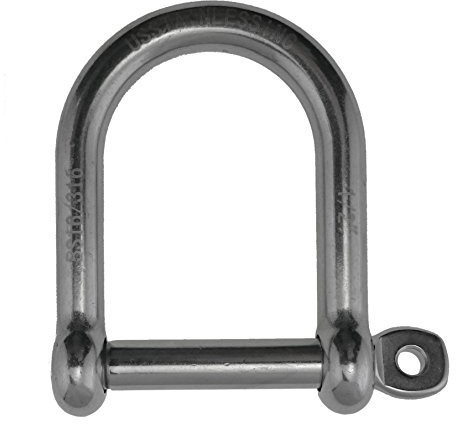 US STAINLESS Stainless Steel 316 Wide D Shackle (1/2 Wide D)