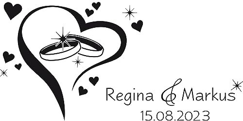 GRAZDesign Wandtattoo Hochzeit mit Namen und Datum personalisiert Bräutigam & Braut Namen - 62x30cm / 010 weiss