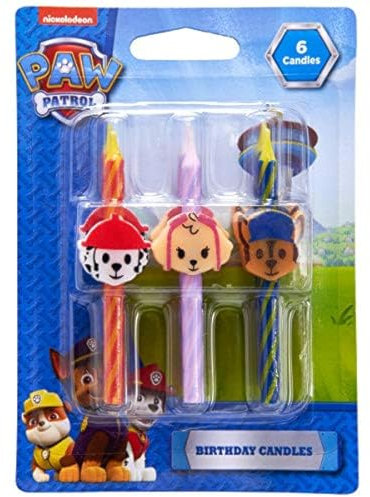 PAW Patrol Birthday Cake Candles | 6 Birthday Candles for Cake Decorations, Red, Pink, Blue Candles Featuring Chase, Marshall, Skye | Cake Toppers for PAW Patrol Party
