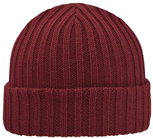 Melegari Strickmütze Milano | Militär Strickmütze aus Reiner Wolle | Wesentlich und robust Gemacht für die Zeit | Unisex | Hergestellt in Italien (Bordeaux, 54-58)