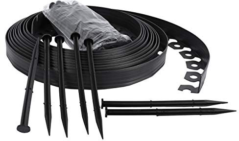 Bordo flessibile per giardino, bordo per prato morbido, bordo da giardino in plastica, 4 cm di altezza (20 m, nero)