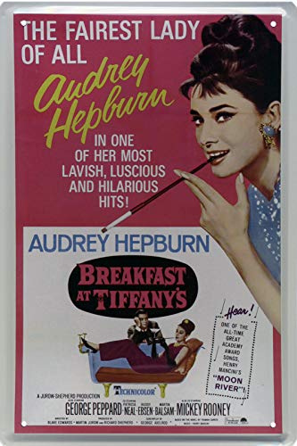 Geschenkeparadies 24 Deko Blechschild 20x30cm Audrey Hepburn Breakfast at Tiffanys