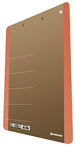 DONAU LIFE 2710001FSC-12 Klemmbrett/ Schreibbrett/ Clipboard/ Klemmbrettmappe A4 Hart-Karton/Pappe mit Metallclip/ Starke Klemme mit abgerundeten Ecken| Farbe - Orange/ ideal für Büro Schule und Zuhau
