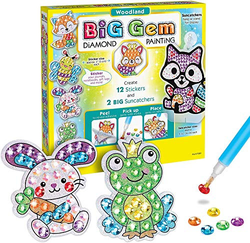 Creativity for Kids Big Gem Diamond Painting Kit - Create Your Own Diamond Woodland Art Stickers and Suncatchers - Diamond Art for Kids
