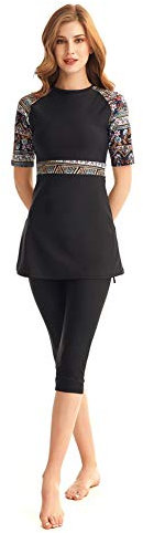 Badebekleidung Modest Muslim Swimwear Bescheiden Bademode Frauen Surfing Suit Muslim Hindu Jüdisch Shorts Badeanzug (N4, Small)