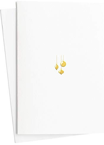 Weihnachtskarten 2er Set Hochwertig mit Christbaumkugeln in Goldfolienprägung auf Strukturiertem Papier|Grußkarte zu Weihnachten und Advent, Neutral mit Umschlag, E43