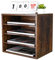 PAG 4 Compartments Mail Sorter Office Desk Tidy Magazine File Holder, Wood Countertop Literature Organizer Letter/Paper Tray for Office Home School,Antique Brown