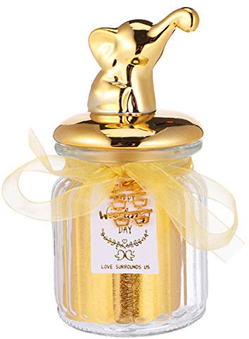 Amosfun Elefant Gold Gläser Süßigkeiten Leckerli Glas Kanister Kristall Glas Candy Dish Keksdose Keksdose Dekorative Süßigkeiten Glas Schmuck Organizer