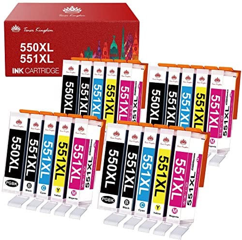 Toner Kingdom 551 XL 550 XL Druckerpatronen Kompatibel für Canon PGI-550 CLI-551 XL für Canon Pixma MX925 IP7250 IP8750 MG5650 IX6850 MG5450 MG5400 MG5550 MG6450 MG6650 MX725 MX920 IP7200(20 Stück)