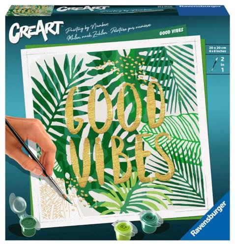 Ravensburger CreArt 28999 - Good Vibes - Malen nach Zahlen Erwachsene, DIY Malset mit Pinsel und Acrylfarben, Geschenk für Frauen und Männer, Malen für Erwachsene