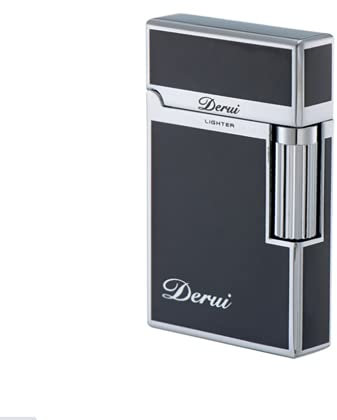 (Sold without Gas) Portable Lighter Butane Gas Refillable Soft Flame Lighter Gift (Silver)