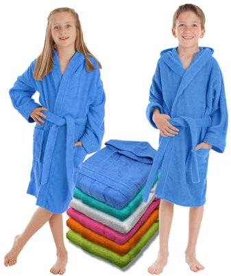 LEBENGOOD Accappatoio Bambino e Bambina, Ragazzo e Ragazza, Neonato, Bimbo e Bimba, Unisex - 100% Cotone OEKO-TEX® Accapatoi Bambini Spugna, Morbido, Ragazzi Piscina 10,12 Anni(14, Azulon)