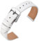 ANNEFIT Uhrenarmband 14mm Leder für Damen, Eidechsen-Prägung Ersatzarmband mit Edelstahl Silberne Schnalle (Weiß)