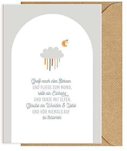 KOKO&LORA® Glückwunschkarte zur Schwangerschaft & Geburt mit Umschlag • moderne Grußkarte mit niedlichen Motiven für Mädchen und Jungen - Geschenk zur Geburt fürs Baby (Greif nach den Sternen)