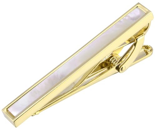 Jonwo Pinces à cravate en nacre de 4,5 cm - Pour homme - Dans une boîte cadeau - Argenté/doré, 4.5cm, laiton, Nacre