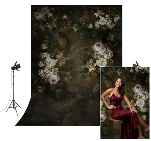 Kate Studio Toile de Fond Noir 2x3m Luxe Vintage Peinture à l'huile Fond Pliable Mariage Studio Photo Décoration Toile de Fond pour Photographie ins Anniversaire Fond Pliable