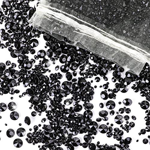 Weysoo Diamanten Deko, 4000 Stück Streudeko Hochzeit Diamanten (3mm,6mm,10mm), Acryl Diamantkristalle für Hochzeit Tischdeko, Vasenfüller Und DIY Verzieren (Schwarz)