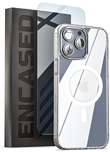 Encased Magnetic iPhone 14 Pro Max Case with Screen Protector (Compatible with MagSafe) Clear