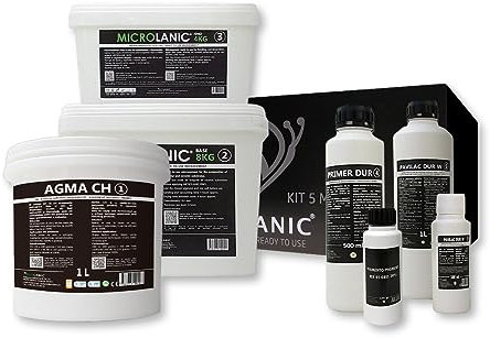 MICROLANIC – 5 m² gebrauchsfertiges Mikrozement-Set für Wände und Böden auf Mörtel, Gotelé usw. SAR Robustes Saugmedium. Farbe (SAHARA)