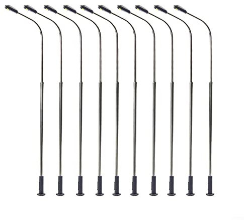 HpLive 10 Stück LED-Modelllampe, 1:87 Modelleisenbahn, LED-Lampenpfosten, 108 mm, handgefertigte Lampen