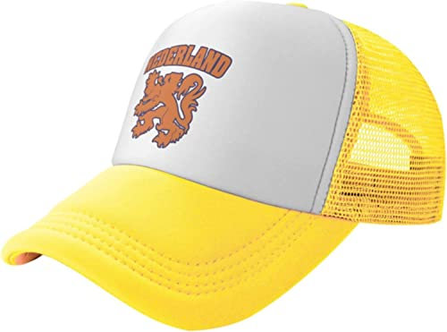 QQIAEJIA Niederlande Flagge Löwe Dutch Pride Trucker Hut für Männer oder Frauen – Mesh Baseball Snapback Cap Outdoor, gelb, One size