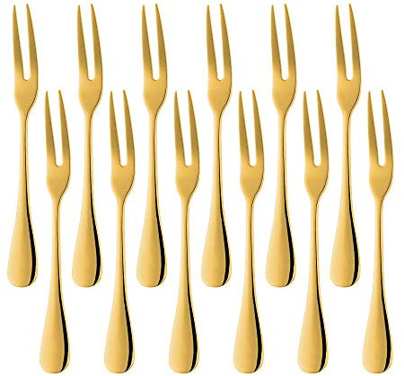 Lot de 12 fourchettes à dessert en acier inoxydable Doré Longueur 145 mm