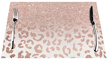 Lot de 6 sets de table antidérapants en PVC à paillettes or rose 45 x 30 cm