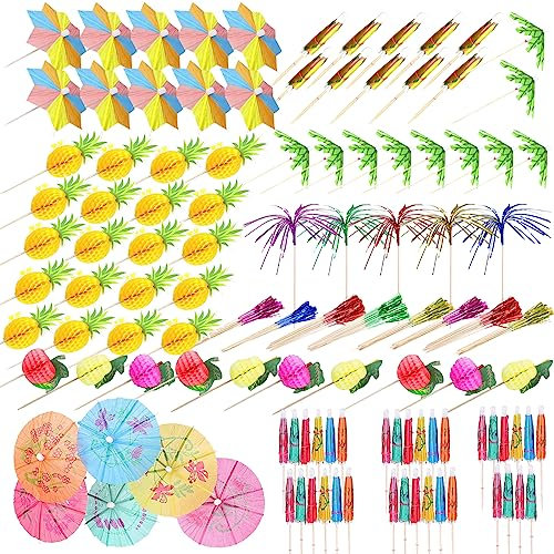 BDSHUNBF 150 Pièces Cocktail Parapluies, Parasol Cocktail, Étiquette de Fruits Bâtons de Parapluie Décoration De Cocktail en Papier pour Décoration Diverses Boissons et Aliments de Fête