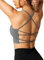 ZAAYO Damen Gym BH Gepolstert Crossback Fitness Sport Bra Abnehmbarer Brustpolster Yoga Tops Gestrickte Nahtlose Sportbekleidung Dark Grey X-Large