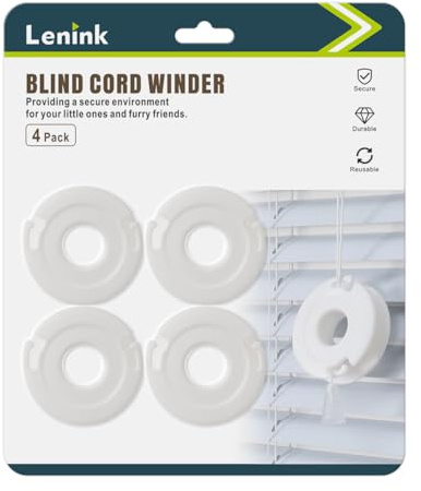 Lenink Blind Cord Winder, Window Blinds String Holder Cord Blind Safety (4 Pack, White)