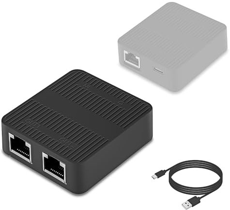 SinLoon Adattatore splitter Ethernet RJ45 1 a 2 splitter di rete Extender WiFi con cavo di alimentazione di tipo C per computer, hub, switch, router, ADSL, set-top box, TV digitale, ecc.