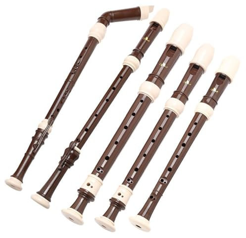 Flûte à bec baroque 5 ensembles, ensembles super aigus/ténor/alto/ténor/basse, style rétro, adapté aux débutants et aux professionnels, sac de rangement et outils de nettoyage gratuits