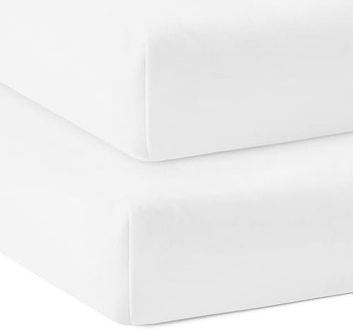 Bloomsbury Mill - Draps-housses pour berceau pour bébés – Convient aux berceaux Chicco Next to Me – 100 % coton bio – Draps de berceau junior doux et respirants – 50 x 83 cm – Blanc uni – Lot de 2