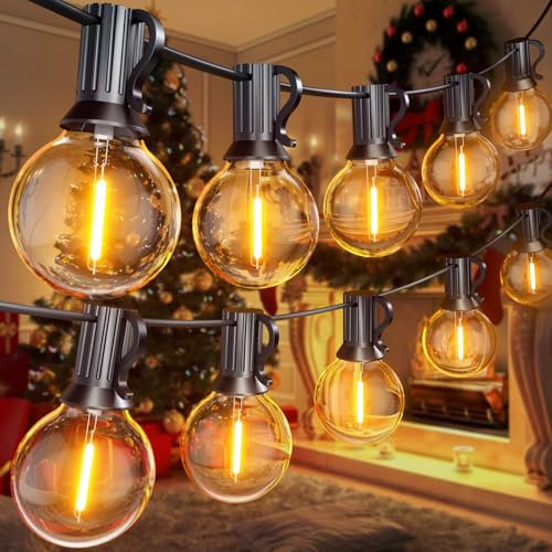 Yeeklab Lichterkette Außen 45M, Outdoor Lichterkette Strom mit 75+2 G40 LED Glühbirnen, Warmweiße 2700K Lichterkette Glühbirnen Wasserdicht für Garten Terrasse Partys