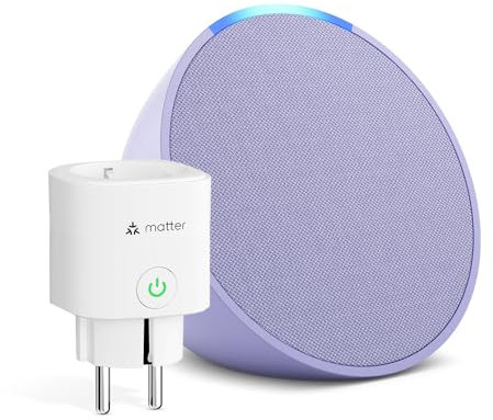 Echo Pop | Lavendel + Meross Matter Smart Steckdosen, Funktionert mit Alexa - Smart Home-Einsteigerpaket