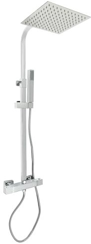 Duschsystem mit Thermostat Regenbrause mit Armatur und Handbrause Duschkopf 25 x 25 cm mit Schlauch und Halterung Verstellbarer Duschstange 75-125cm