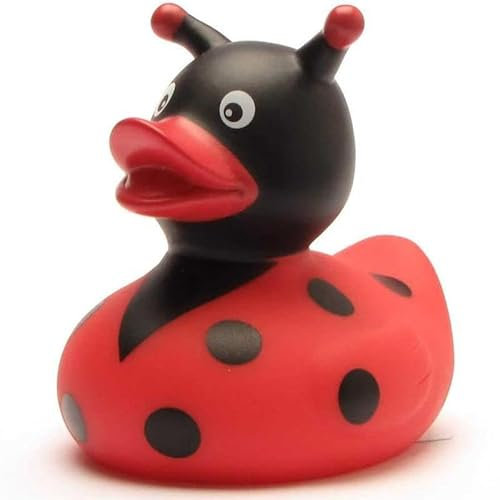 Canard de bain coccinelle avec porte-clés canard en caoutchouc I Longueur 9 cm I Canard de bain I Cadeau pour les amoureux des animaux