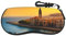 chenfandi Sunset In Barcelona Brillenetui, weiches Etui für Brillen, Sonnenbrillenetui, Unisex, mit Schlüsselverschluss, 17 x 8 cm, Schwarz , One size