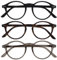 OPULIZE REY Lesebrille - 3er-Pack - Runder Retro-Rahmen - Mattschwarz, Braunes Schildpatt, Grau - Herren Damen - Federscharniere - RRR56-127 - +3.00