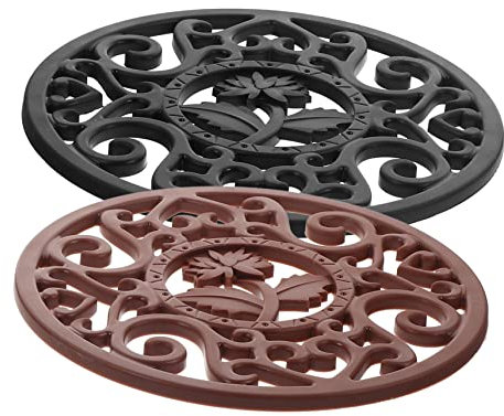 Mikinona 2pezzi Sottopentola Silicone Antiscivolo Set Tappetini Isolanti Per Cucina Silicone Protezione Per e Piano Colori Nero Facile Da