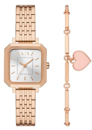 AX Armani Exchange Women's Watch, Square Watch for Women with Stainless Steel or Leather Band