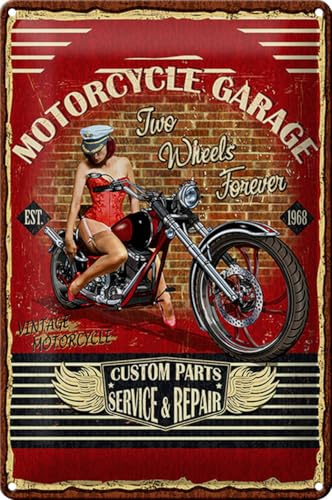 Schild Blech Pinup -Made in Germany- 20x30cm Retro Motorcycle Garage Vintage Metall Deko Blechschild
